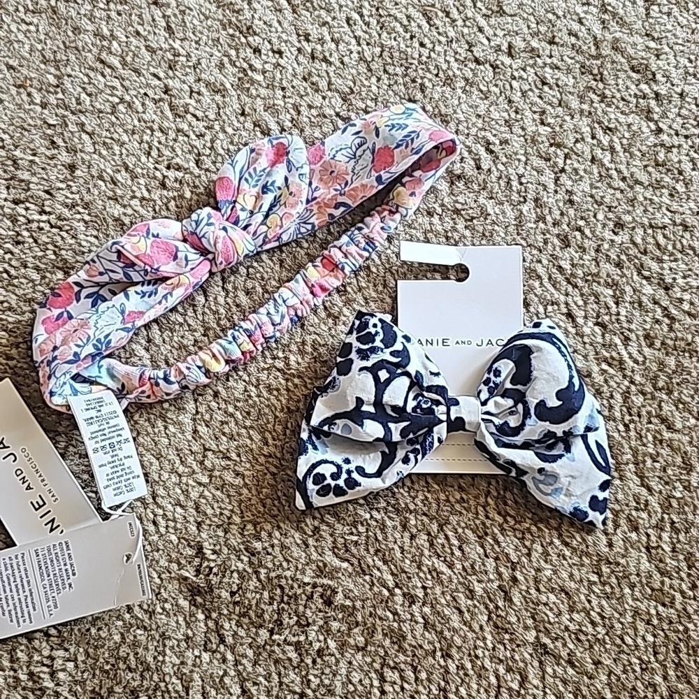 Janie and Jack Girls Bow and Headband Bundle